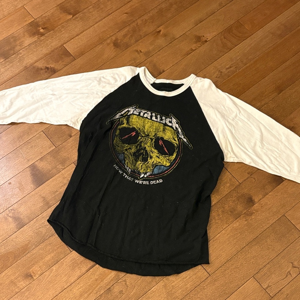 Metallica Baseball shirt 3/4 sleeve raw hem